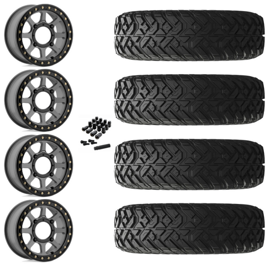 14" KMC Addict 2 KS234 Beadlock Gray UTV Rims & 32" EFX Gripper R/T-K Tires 10 Ply Mounted