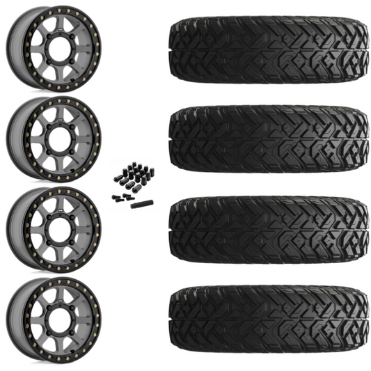 14" KMC Addict 2 KS234 Beadlock Gray UTV Rims & 30" EFX Gripper Standard Tires 8 Ply Mounted