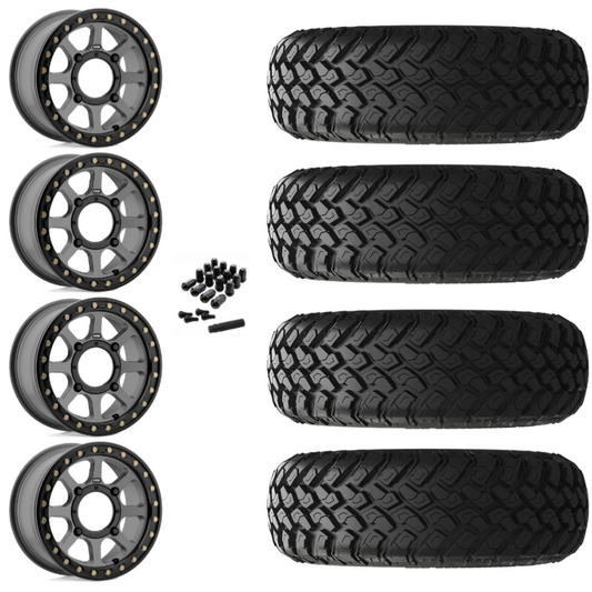 14" KMC Addict 2 KS234 Beadlock Gray UTV Rims & 30" EFX MotoHammer Tires 8 Ply Mounted