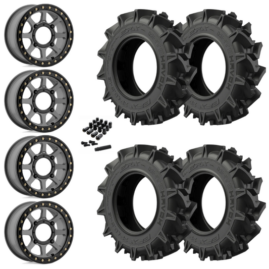 14" KMC Addict 2 KS234 Beadlock Gray UTV Rims & 31" EFX MotoHavok Tires 6 Ply Mounted