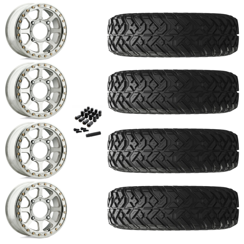 14" KMC Addict 2 KS234 Beadlock Machined UTV Rims & 32" EFX Gripper R/T Tires 10 Ply Mounted