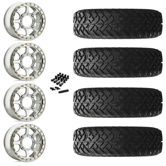 14" KMC Addict 2 KS234 Beadlock Machined UTV Rims & 30" EFX Gripper R/T Tires 10 Ply Mounted