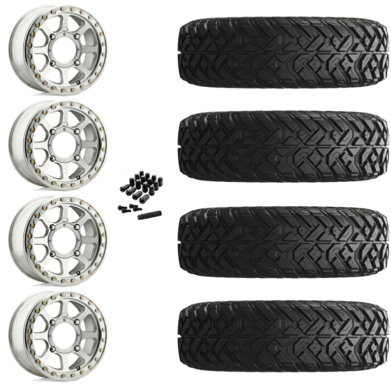 14" KMC Addict 2 KS234 Beadlock Machined UTV Rims & 28" EFX Gripper Standard Tires 8 Ply Mounted