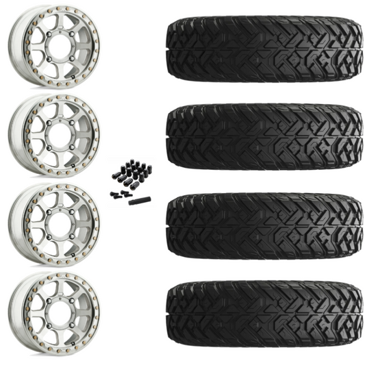 14" KMC Addict 2 KS234 Beadlock Machined UTV Rims & 32"EFX Gripper Standard Tires 8 Ply Mounted