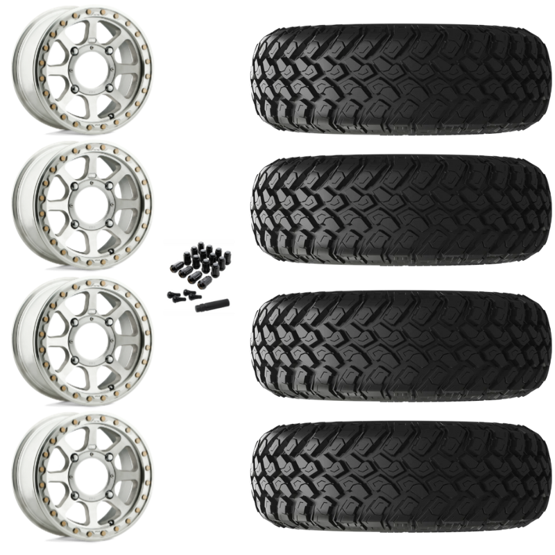 14" KMC Addict 2 KS234 Beadlock Machined UTV Rims & 30" EFX MotoHammer Tires 8 Ply Mounted