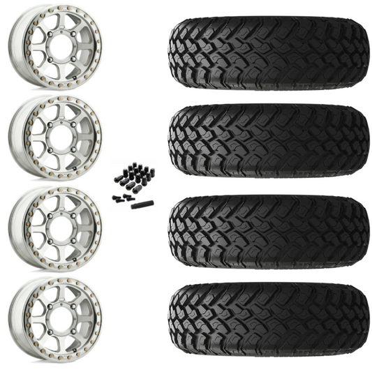 14" KMC Addict 2 KS234 Beadlock Machined UTV Rims & 30" EFX MotoHammer Tires 8 Ply Mounted