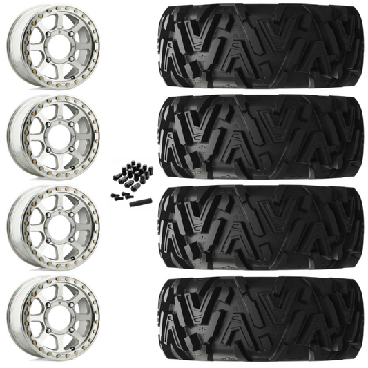 14" KMC Addict 2 KS234 Beadlock Machined UTV Rims & 26" EFX MotoMTC Tires 6 Ply Mounted