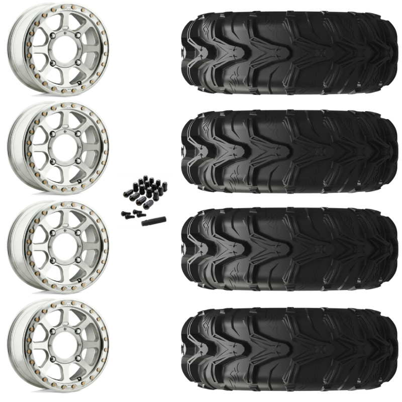 14" KMC Addict 2 KS234 Beadlock Machined UTV Rims & 27" EFX MotoMax Tires 6 Ply Mounted