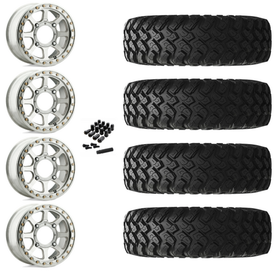 15" KMC Addict 2 KS234 Beadlock Machined UTV Rims & 30" EFX MotoRally Tires 8 Ply Mounted