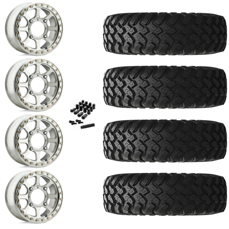 14" KMC Addict 2 KS234 Beadlock Machined UTV Rims & 30" EFX MotoRally Tires 8 Ply Mounted