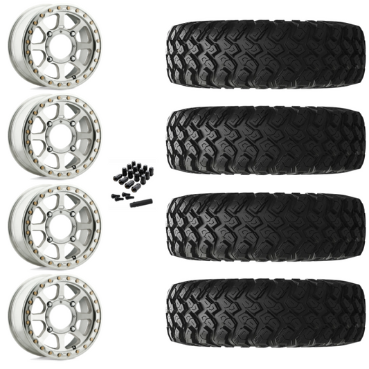 14" KMC Addict 2 KS234 Beadlock Machined UTV Rims & 30" EFX MotoRally Tires 8 Ply Mounted