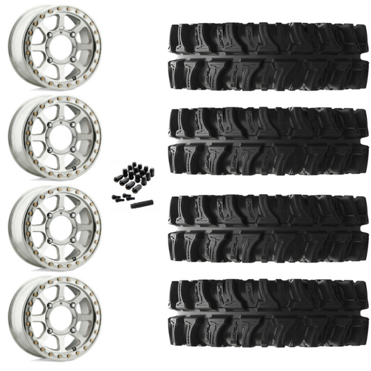 14" KMC Addict 2 KS234 Beadlock Machined UTV Rims & 28" EFX MotoSlayer Tires 6 Ply Mounted