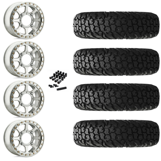 15" KMC Addict 2 KS234 Beadlock Machined UTV Rims & 30" EFX MotoVator Tires 8 Ply Mounted