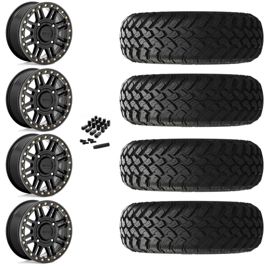 15" KMC Cage KS250 Beadlock Black UTV Rims & 32" EFX MotoHammer Tires 8 Ply Mounted