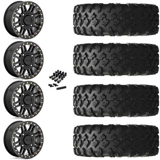 15" KMC Cage KS250 Beadlock Black UTV Rims & 32" EFX MotoRavage Tires 8 Ply Mounted