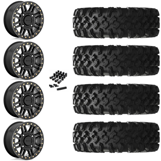 15" KMC Cage KS250 Beadlock Black UTV Rims & 32" EFX MotoRavage XL Tires 8 Ply Mounted