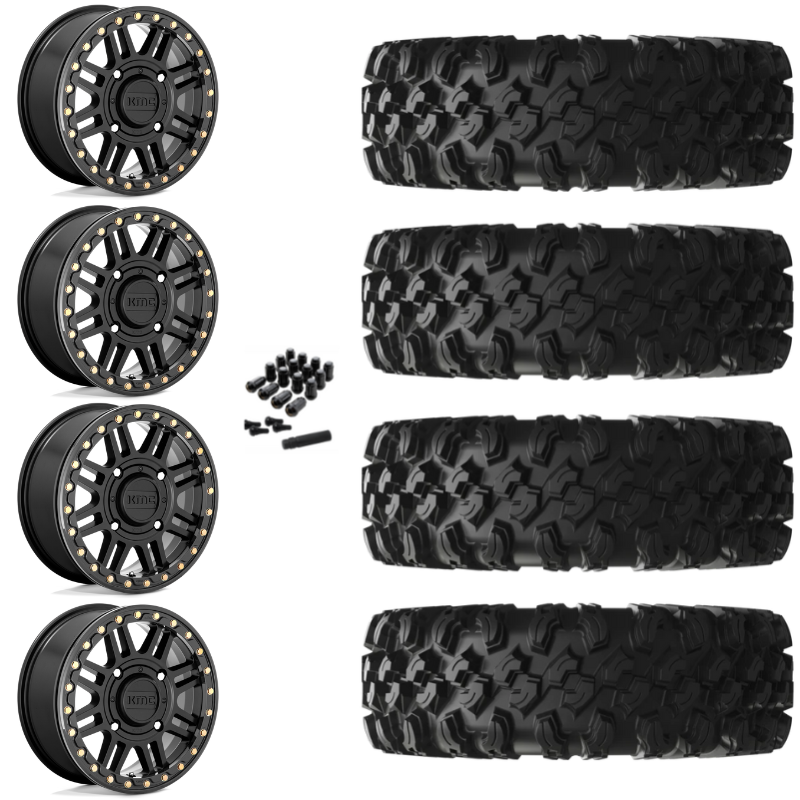 15" KMC Cage KS250 Beadlock Black UTV Rims & 35" EFX MotoRavage XL Tires 8 Ply Mounted