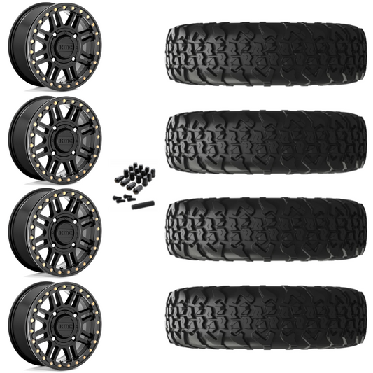 15" KMC Cage KS250 Beadlock Black UTV Rims & 33" EFX MotoVator R/T Tires 8 Ply Mounted