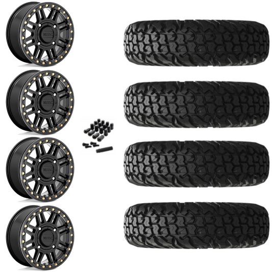 15" KMC Cage KS250 Beadlock Black UTV Rims & 32" EFX MotoVator Tires 8 Ply Mounted