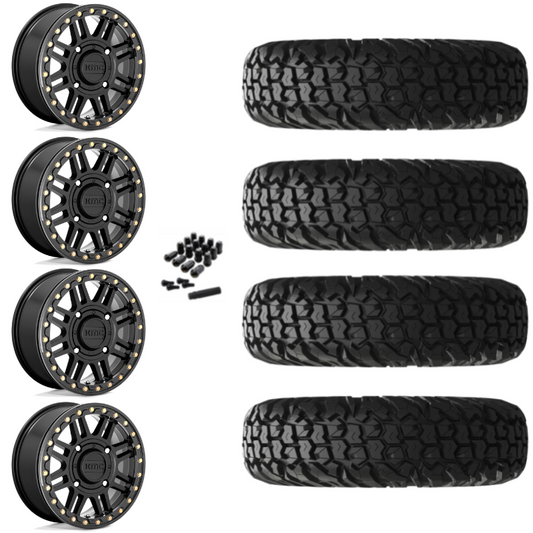 15" KMC Cage KS250 Beadlock Black UTV Rims & 30" EFX MotoVator Tires 8 Ply Mounted