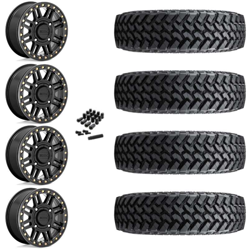 15" KMC Cage KS250 Beadlock Black UTV Rims & 30" Nitto Trail Grappler SxS Tires 8 Ply Mounted