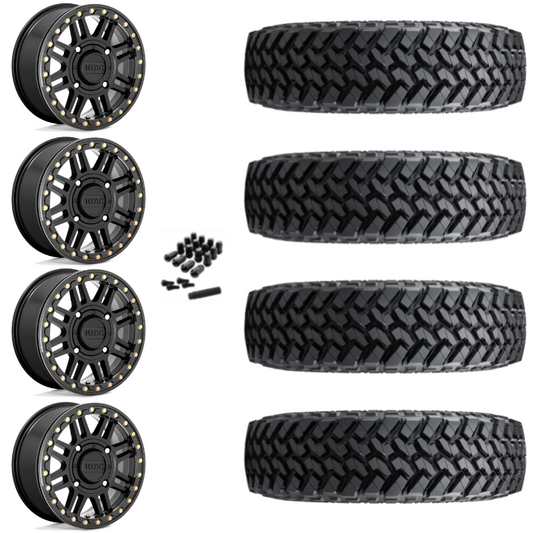 15" KMC Cage KS250 Beadlock Black UTV Rims & 30" Nitto Trail Grappler SxS Tires 8 Ply Mounted