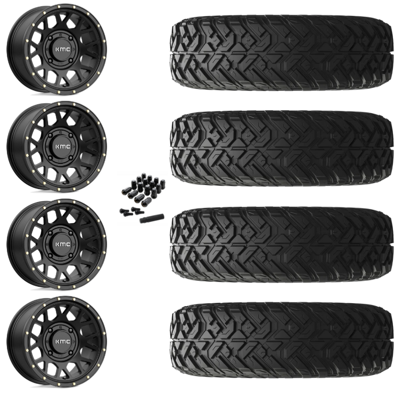 14" KMC Grenade KS135 Black UTV Rims & 28" EFX Gripper R/T-K Tires 10 Ply Mounted