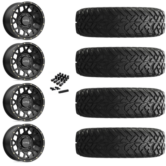 14" KMC Grenade KS135 Black UTV Rims & 28" EFX Gripper Standard Tires 8 Ply Mounted