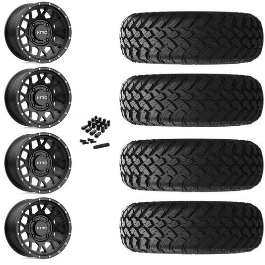 14" KMC Grenade KS135 Black UTV Rims & 27" EFX MotoHammer Tires 8 Ply Mounted