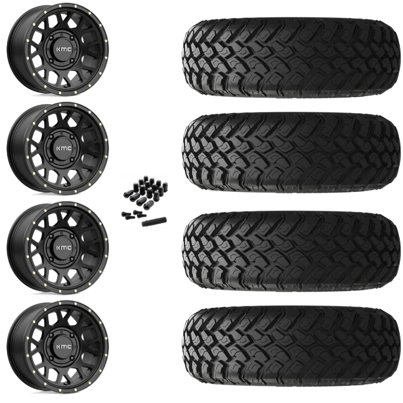 15" KMC Grenade KS135 Black UTV Rims & 32" EFX MotoHammer Tires 8 Ply Mounted