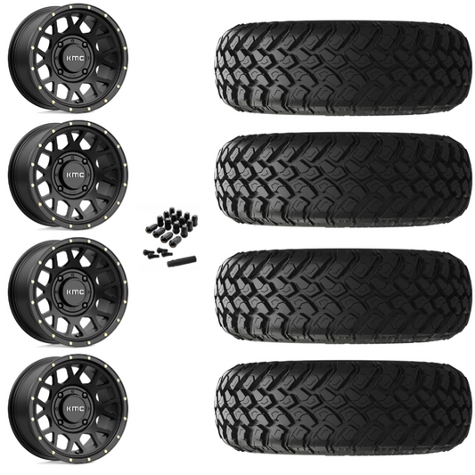 14" KMC Grenade KS135 Black UTV Rims & 30" EFX MotoHammer Tires 8 Ply Mounted