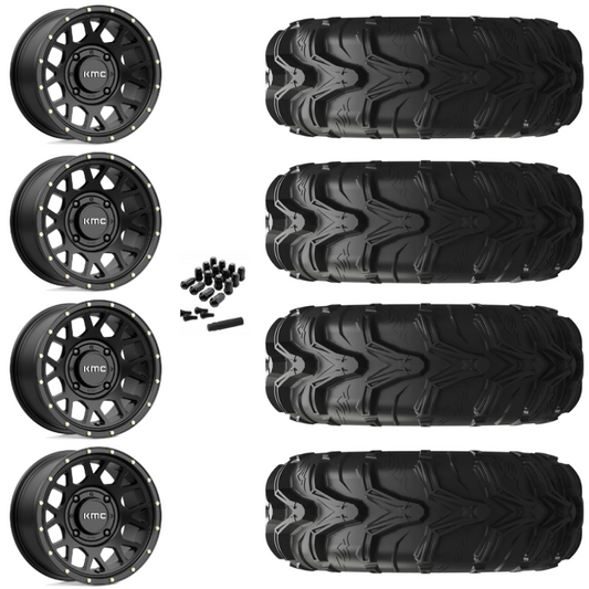 14" KMC Grenade KS135 Black UTV Rims & 27" EFX MotoMax Tires 6 Ply Mounted