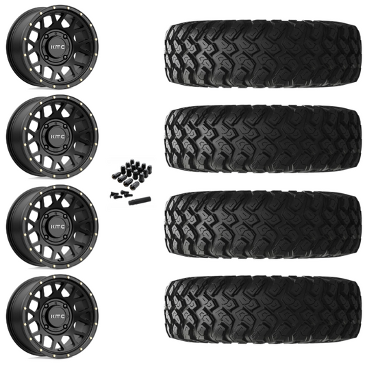 14" KMC Grenade KS135 Black UTV Rims & 32" EFX MotoRally Tires 8 Ply Mounted