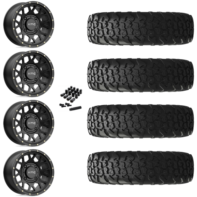 15" KMC Grenade KS135 Black UTV Rims & 33" EFX MotoVator R/T Tires 8 Ply Mounted