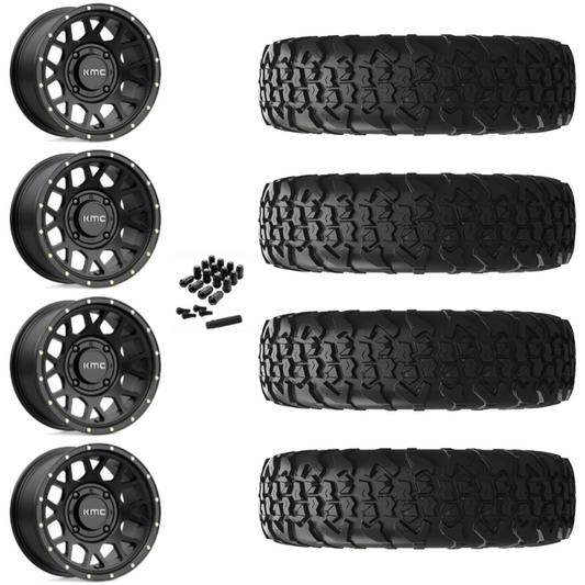 15" KMC Grenade KS135 Black UTV Rims & 32" EFX MotoVator R/T Tires 8 Ply Mounted