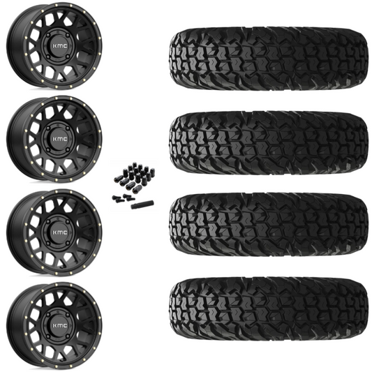 14" KMC Grenade KS135 Black UTV Rims & 30" EFX MotoVator Tires 8 Ply Mounted