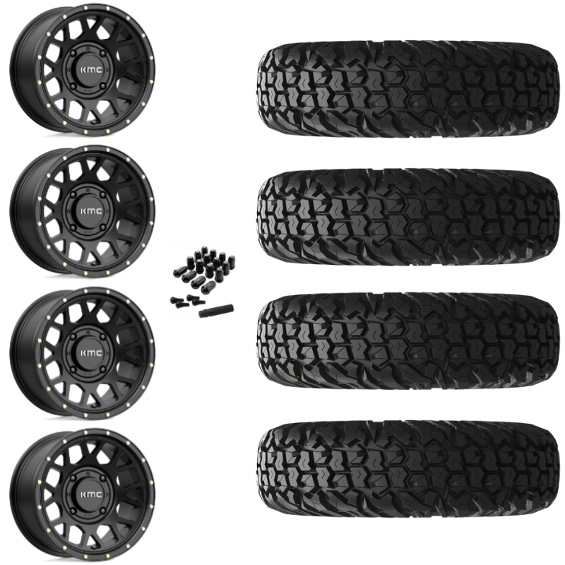 15" KMC Grenade KS135 Black UTV Rims & 34" EFX MotoVator Tires 8 Ply Mounted