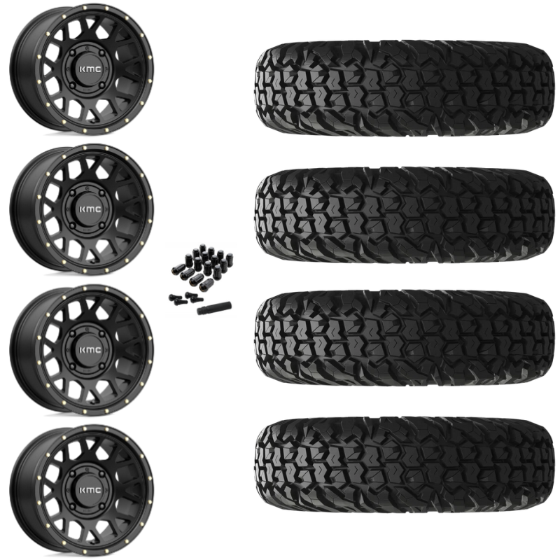 15" KMC Grenade KS135 Black UTV Rims & 30" EFX MotoVator Tires 8 Ply Mounted
