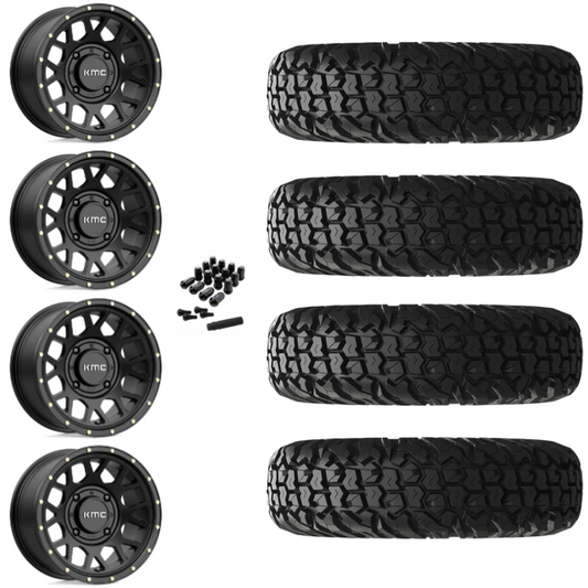 15" KMC Grenade KS135 Black UTV Rims & 30" EFX MotoVator Tires 8 Ply Mounted