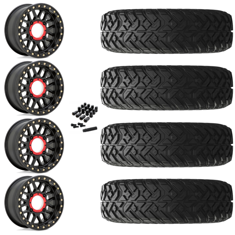 14" KMC Grenade KS235 Beadlock Black UTV Rims & 32" EFX Gripper R/T-K Tires 10 Ply Mounted