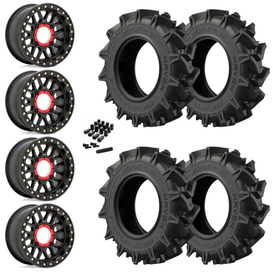 14" KMC Grenade KS235 Beadlock Black UTV Rims & 31" EFX MotoHavok Tires 6 Ply Mounted