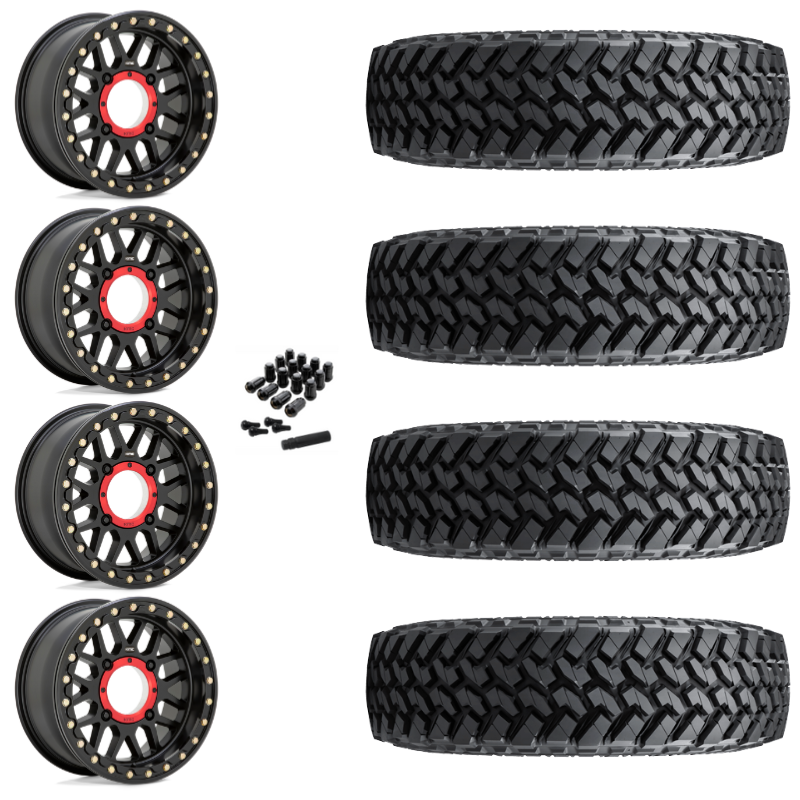 15" KMC Grenade KS235 Beadlock Black UTV Rims & 32" Nitto Trail Grappler SxS Tires 8 Ply Mounted
