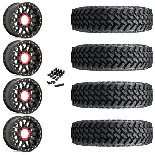 15" KMC Grenade KS235 Beadlock Black UTV Rims & 33" Nitto Trail Grappler SxS Tires 8 Ply Mounted