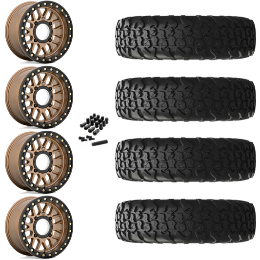 15" KMC Grenade KS235 Beadlock Bronze UTV Rims & 33" EFX MotoVator R/T Tires 8 Ply Mounted