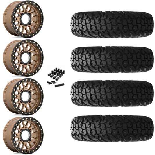 15" KMC Grenade KS235 Beadlock Bronze UTV Rims & 30" EFX MotoVator Tires 8 Ply Mounted