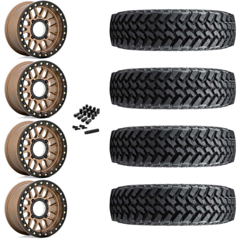 15" KMC Grenade KS235 Beadlock Bronze UTV Rims & 30" Nitto Trail Grappler SxS Tires 8 Ply Mounted