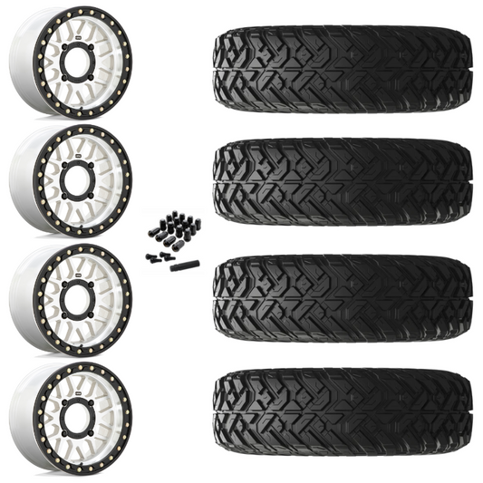 14" KMC Grenade KS235 Beadlock Machined UTV Rims & 32" EFX Gripper R/T Tires 10 Ply Mounted
