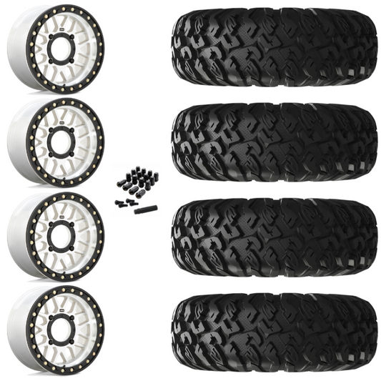 14" KMC Grenade KS235 Beadlock Machined UTV Rims & 30" EFX MotoClaw Tires 8 Ply Mounted