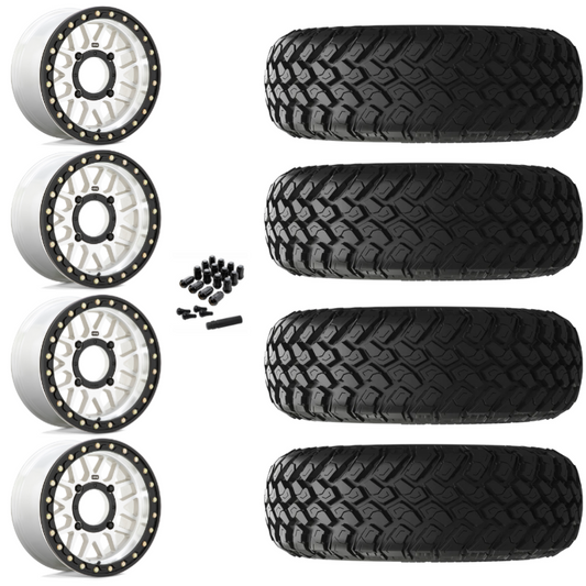 14" KMC Grenade KS235 Beadlock Machined UTV Rims & 30" EFX MotoHammer Tires 8 Ply Mounted