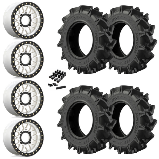 14" KMC Grenade KS235 Beadlock Machined UTV Rims & 31" EFX MotoHavok Tires 6 Ply Mounted